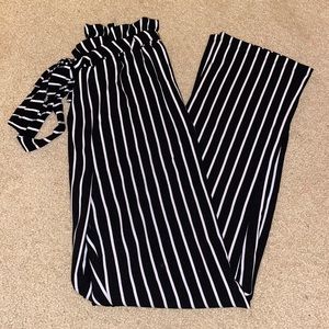 Black & white striped pants